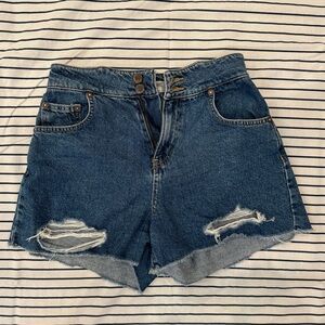 Mudo Blue Denim High-Waisted Shorts (S)